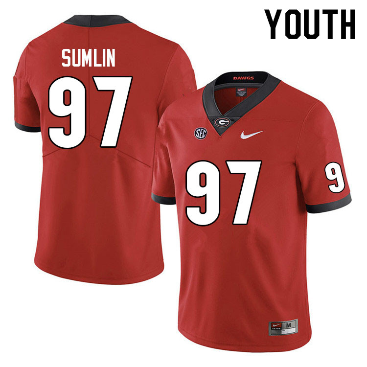 Georgia Bulldogs Youth Matthew Sumlin #97 Red Anniversary Stitched College UGA Football Jersey 23DC010HU